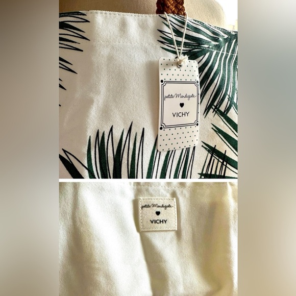 FINAL PRICE Vichy Tropical Green Leaf Print Tote Bag, Large - Picture 2 of 3